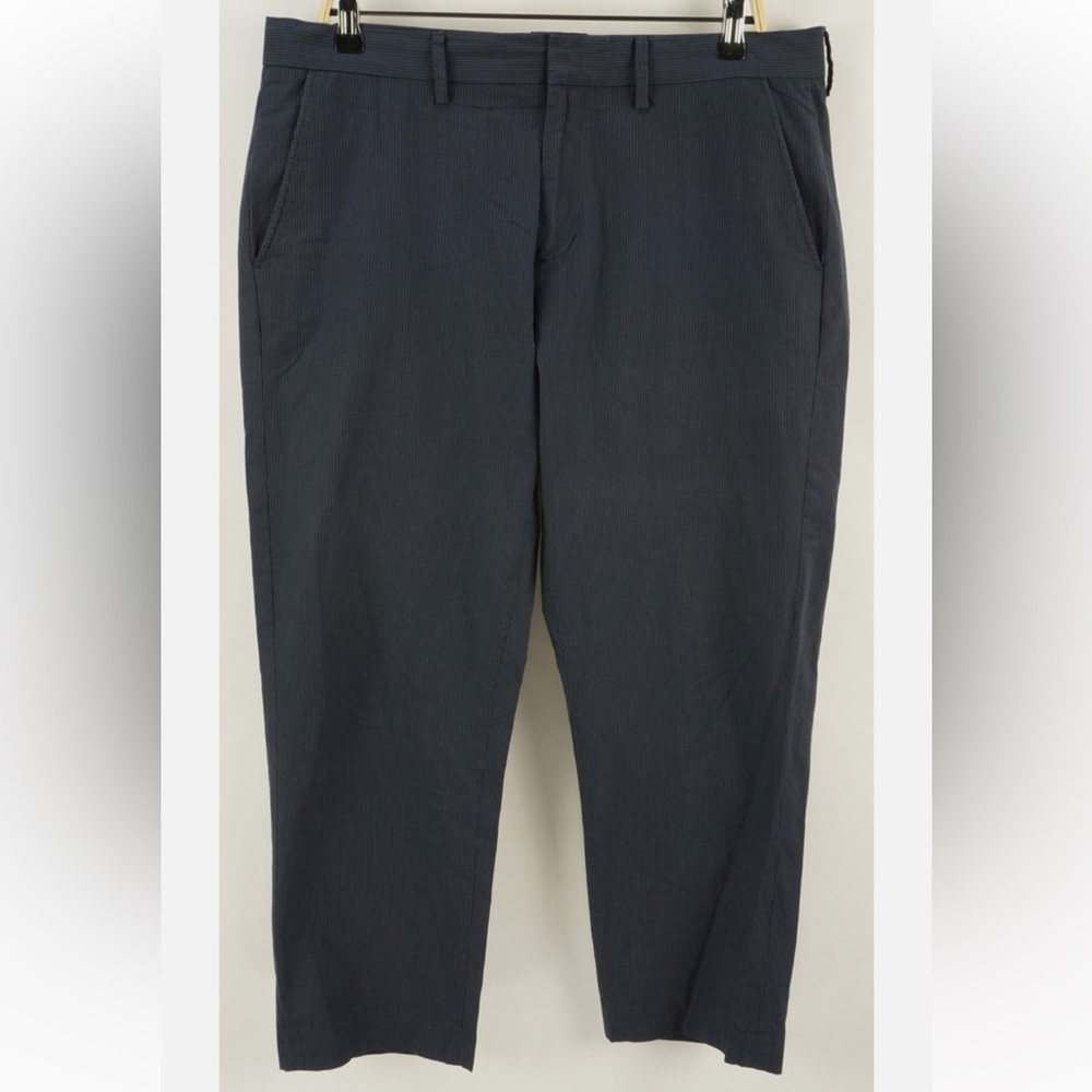 J. Crew Slim Bedford Men's Navy Blue Pinstriped Woven Cotton Chino Straight Pant